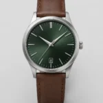 Green Dial Leather Strap Watch with Craft Options