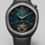 Dark Green Open Heart Black Leather Strap Watch with Craft Options