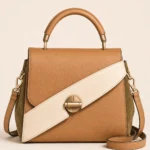 Camel Cream Top Handle Crossbody Flap Bag with Leather Options