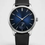 Navy Blue Dial Black Leather Strap Dress Watch with Craft Options