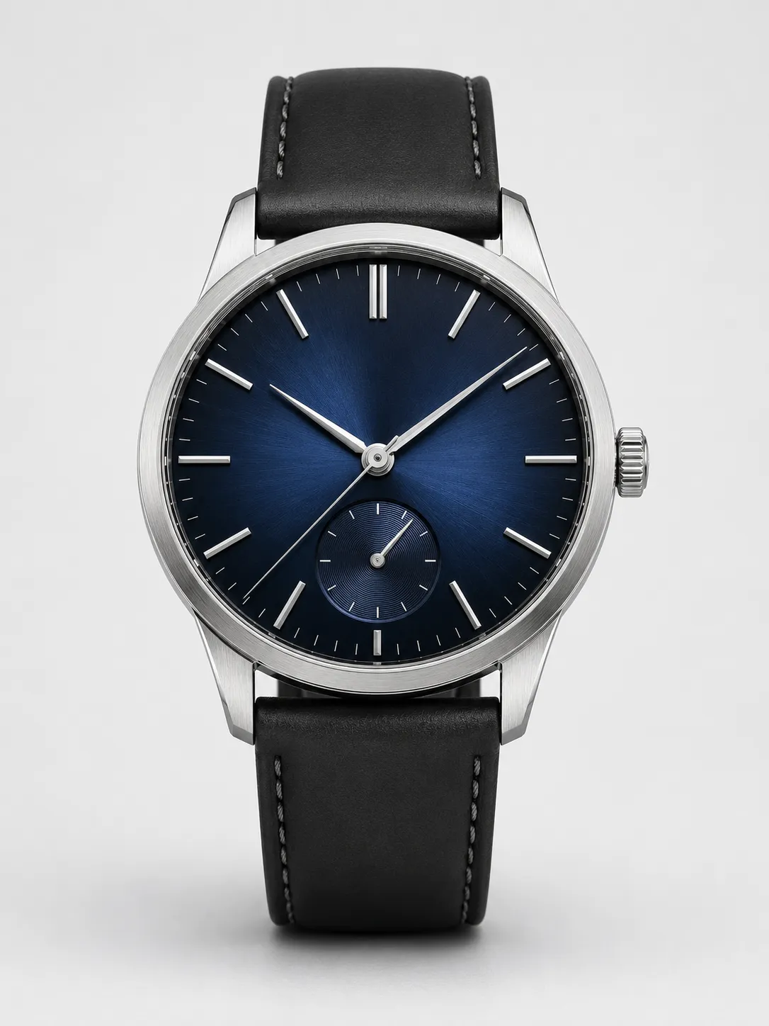 5-01-gold-tone-mesh-strap-luxury-watch-main-front-view Navy Blue Dial Black Leather Strap Dress Watch with Craft Options - Image 1