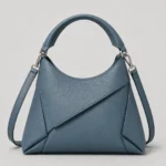 Blue Grey Top Handle Crossbody Satchel Bag with Leather Options