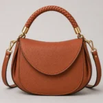 Cognac Brown Braided Top Handle Crossbody Saddle Bag with Leather Options
