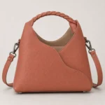 Coral Pink Braided Top Handle Shoulder Bag with Leather Options
